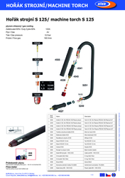 Hořák Plasma S 125 12m PEGAS 100 Plasma strojní