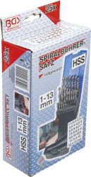 Vrtáky spirálové HSS 1 ÷ 13 mm BGS102021 DIN 338. Sada 25 dílů