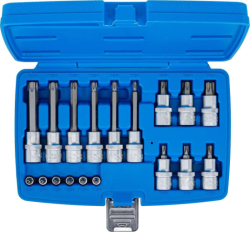 Zástrčné hlavice 1/4" a 1/2" Torx s otvorem T10 ÷ T60 BGS105174 (Sada 18 dílů)