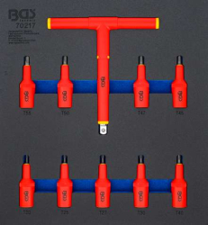 Vložka do dílenského vozíku 2/3: VDE nástrčné hlavice T20 ÷ T55 BGS1070217 (Sada 10 dílů)