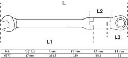 Očkoplochý klíč 17 mm BGS106177 s dvojitým kloubem